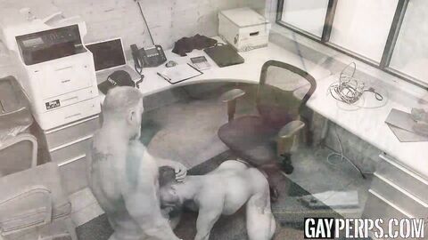 Muscled perp Jaxon Valor strokes the hairy officers big cock to avoid getting jailed
