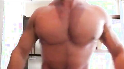 Muscle hunks stroke their big cocks and cum hard.