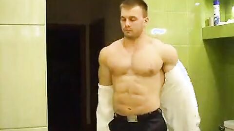 Muscular Russian Hunk Strips and Plays