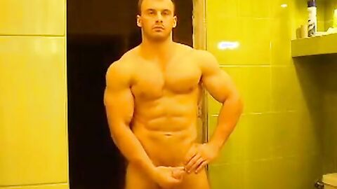 Muscular Russian Hunk Strips and Plays