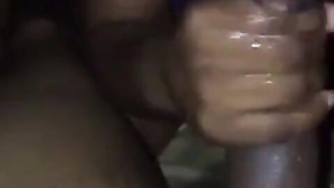 Black Amateur Sucks Big Cock Dry