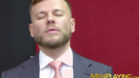 Suited Massimo Piano hard banged the smooth ass hole of sexy Matthew Anders