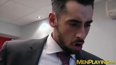 Suited Massimo Piano hard banged the smooth ass hole of sexy Matthew Anders
