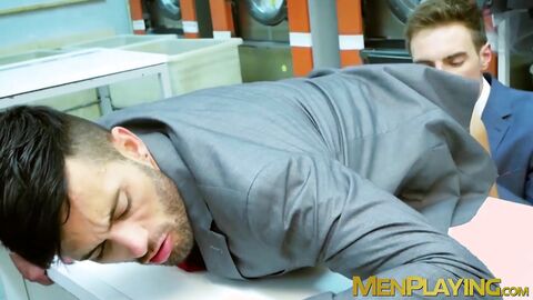 Blue collar Kayden Gray jerks cock before drilling the ass of Andy Star