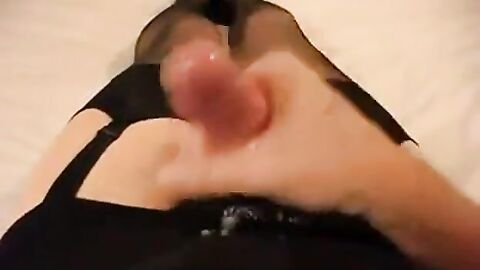 Twink Crossdresser Wanks and Cums in Stockings