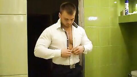 Muscular Russian Hunk Strips and Plays