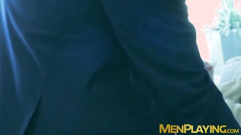 Suited Hector De Silva flips sexy Axel Max over and fucks him deep