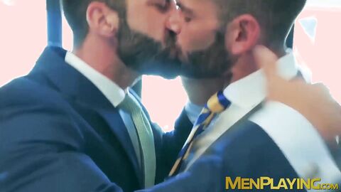 Suited Hector De Silva flips sexy Axel Max over and fucks him deep