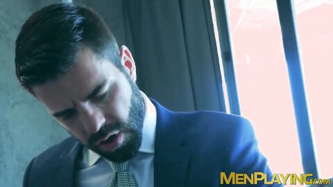 Suited Hector De Silva flips sexy Axel Max over and fucks him deep
