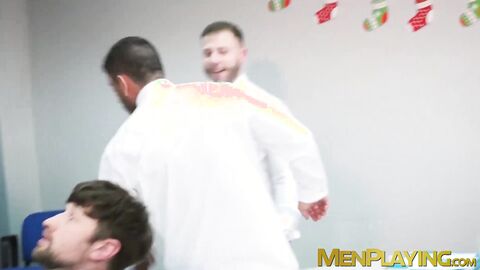 Gorgeous Drew Dixon bent over for a foursome ass banging with Sir Peter