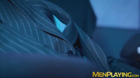 Bearded hunk Scott Carter doggy styled suited Donato Reyes in the cinema