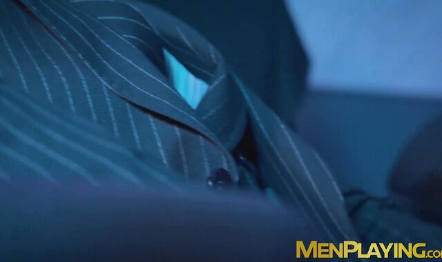 Bearded hunk Scott Carter doggy styled suited Donato Reyes in the cinema