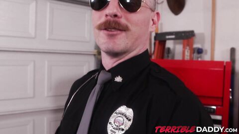 Horny officer Jack Reed shows off his stroking technique