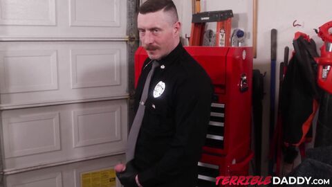 Horny officer Jack Reed shows off his stroking technique
