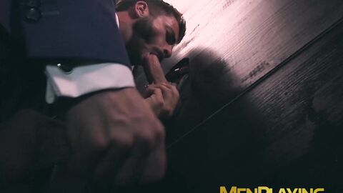 Suited Hector De Silva had his cock sucked before fucking the warm hole of Josh Milk