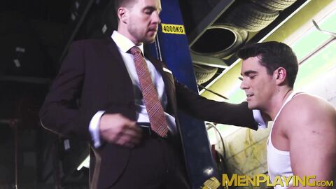 Suited Mark Blue banged the smooth big ass of hunky Presley Scott