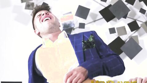 Horny Allen King receives a deep doggystyled from suited Drew Valentino