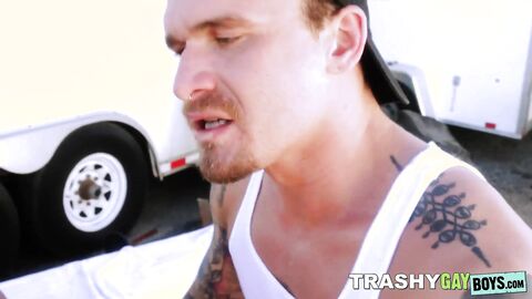 Irresistible straight dude licks a hairy dudes ass hole while working out