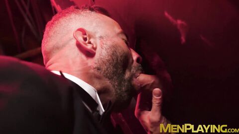 Sexy Leo Bacchus sucked and got banged in the glory hole by hunky Mark Vallant