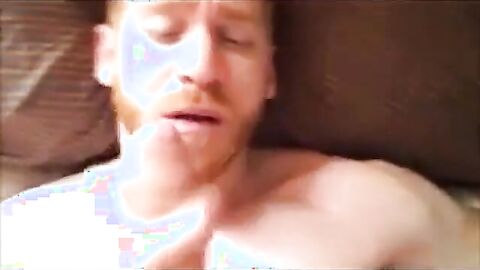 Two Big Cocks Feed Their Loads to Redhead Cock-Hungry Slut