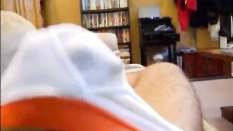 Big Cock Cumming through Briefs