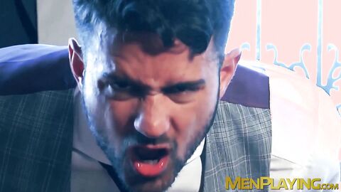 Wet blowjob and anal fucking by butler Xavi Duran and master Robbie Rojo
