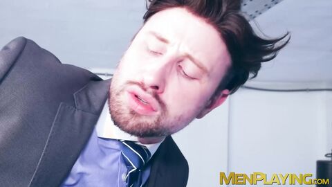 Sexy Drew Dixon rides the thick cock of suited Pol Dixon in the office