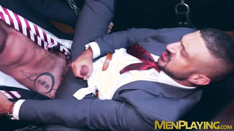 Suited Dani Robles and Marco Napoli had fun in a flip flop fucking in the sling