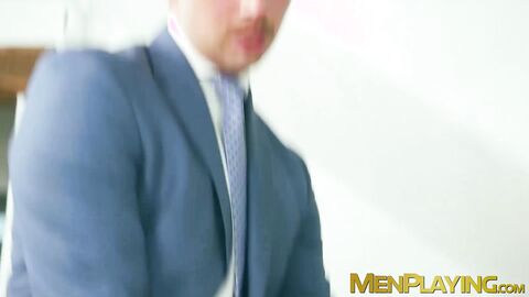 Rough face fucking and ass ramming by Suited Joel Someone and Damon Heart