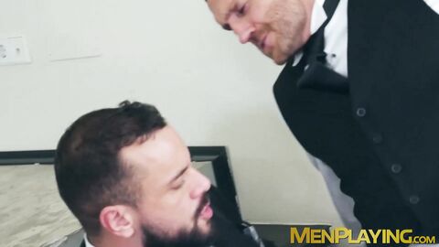 Suited Emir Boscatto offered his tight ass to got rammed hard by Sir Peter