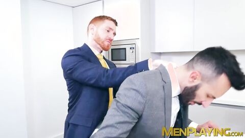 Hardcore take turn ass drilling by redhead Leander and sexy Johnny Viper