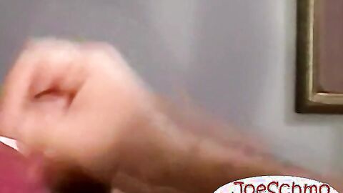 Attractive inked teen masturbates during an interview