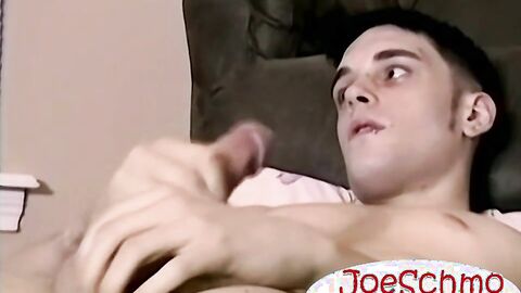 Handsome straight Aiden Pugsley wanks his long thick dick until he cums with huge loa