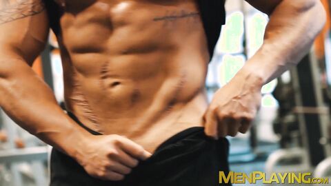 Muscular Phillipe Massa jacked his cock after his sweaty workout