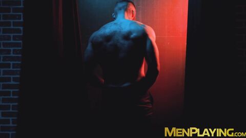 Muscular Tony D Angelo let his cock sucked in the glory hole by Rocky Vallarta