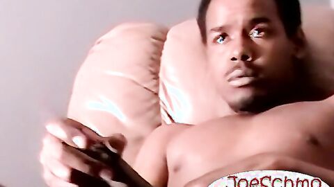 Black amateur dude shoots off thick cum by stroking his BBC