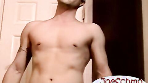 Straight guy squirts huge fountain of cum jerking off