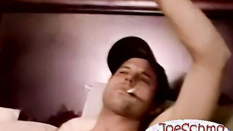 Straight guy squirts huge fountain of cum jerking off