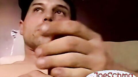 Straight guy squirts huge fountain of cum jerking off