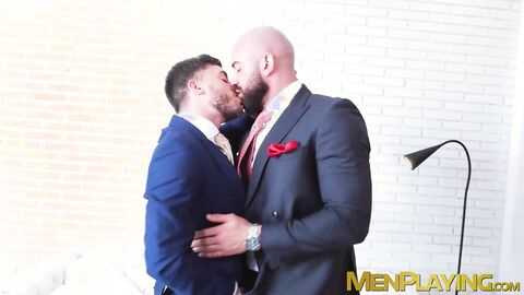 Rough face fucking on a valentines day by suited Bruno Max and Manuel Reyes