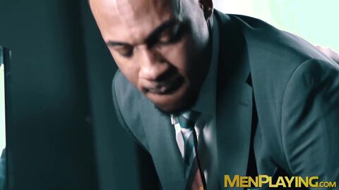 Sexy Trent King fucks himself with his black dildo while jacking his cock