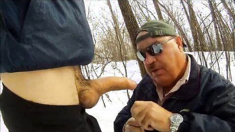 Mature Gay Daddy Blowjob Outside