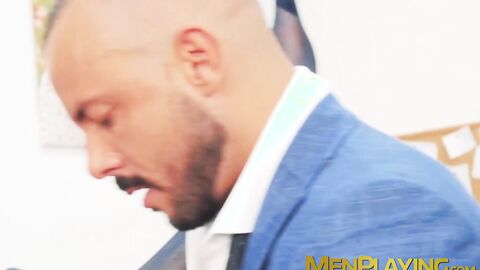 Suited Sir Peter rammed the bubble butt of muscular Javi Gray
