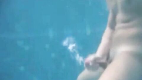 Big-Cock Man Masturbates Outdoors: Underwater Cum Explosion!