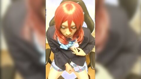Asian Crossdresser Strokes Solo