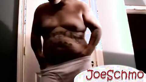 Big muscular hunk jerks off his enormous cock