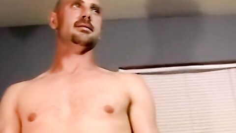 Hung bald amateur cums in mature mans mouth after blowjob