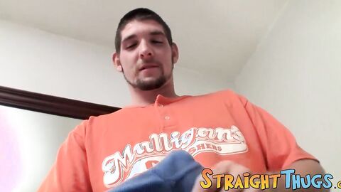Handsome Tim pumping a squirting cum load from his helmet
