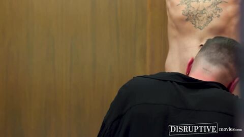 Deepthroating inked gay Dakota Payne so I can hear him moan hard