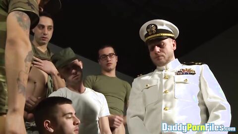 Hunk officer Hans Berlin gives sexual services to the military cocks